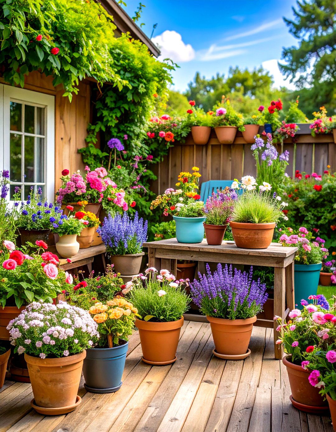Cottage Style Container Garden - 24 Patio Garden Ideas