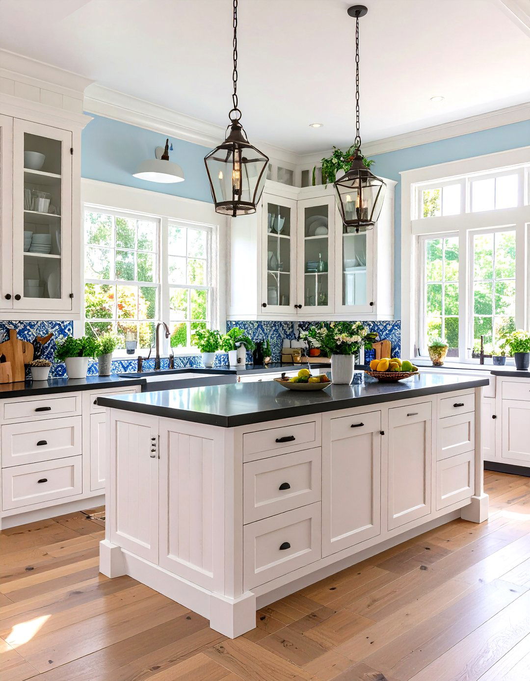 Cottage Style Kitchen with Beadboard Details - 24 white kitchen with black countertops ideas