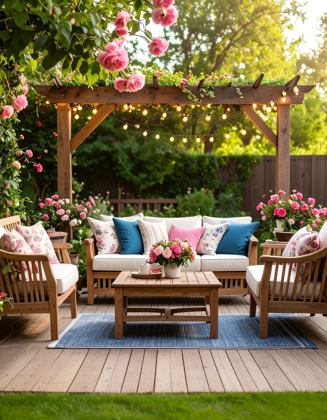 Cottage Style Patio with Floral and Shabby Chic Details - 24 Patio Decor Ideas