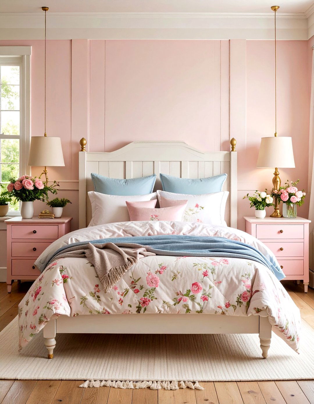 Cottage Style Pink Bedroom - 24 Pink and White Bedroom Ideas