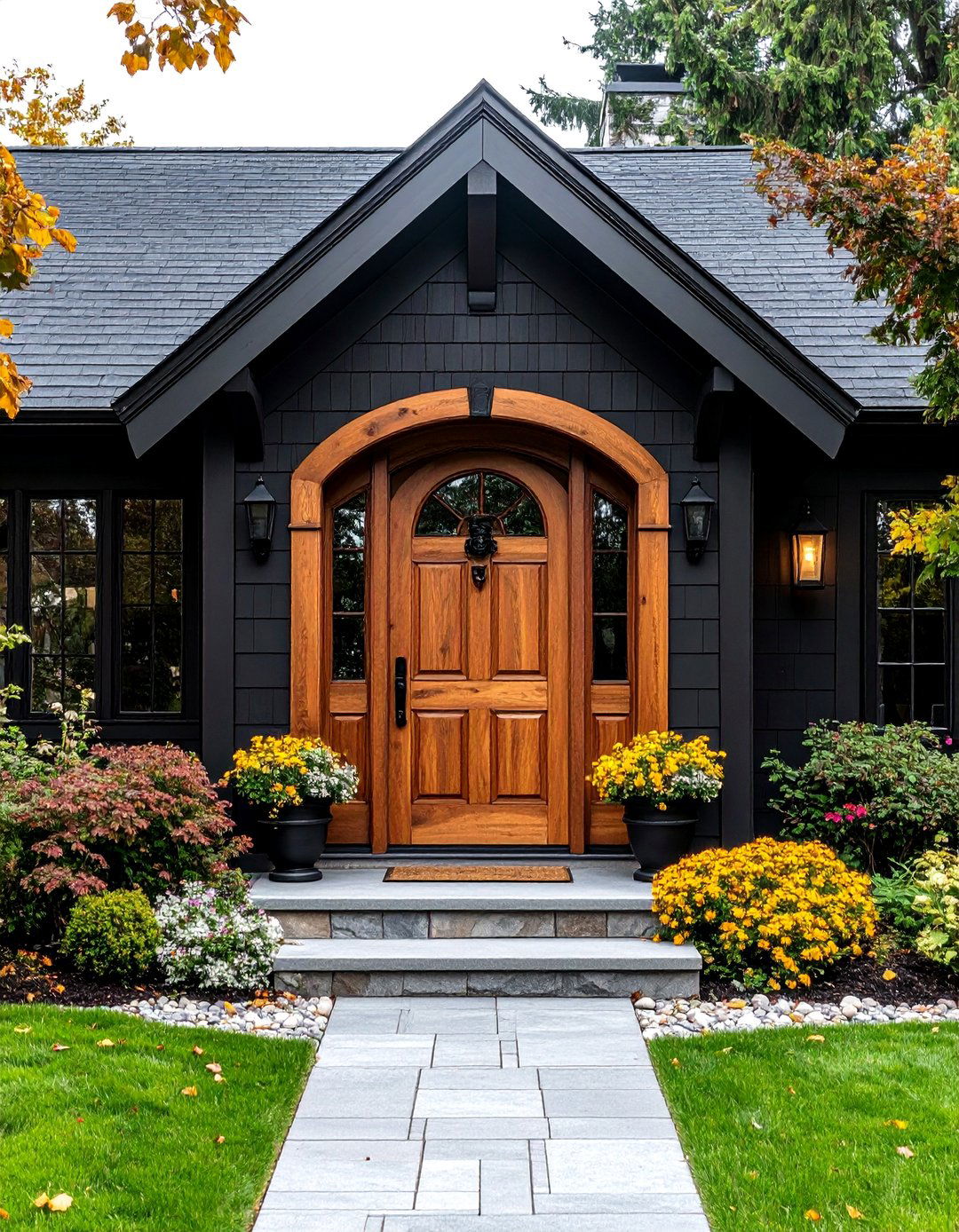 Cottage Style Wood Front Doors - 24 Black House With Wood Accents