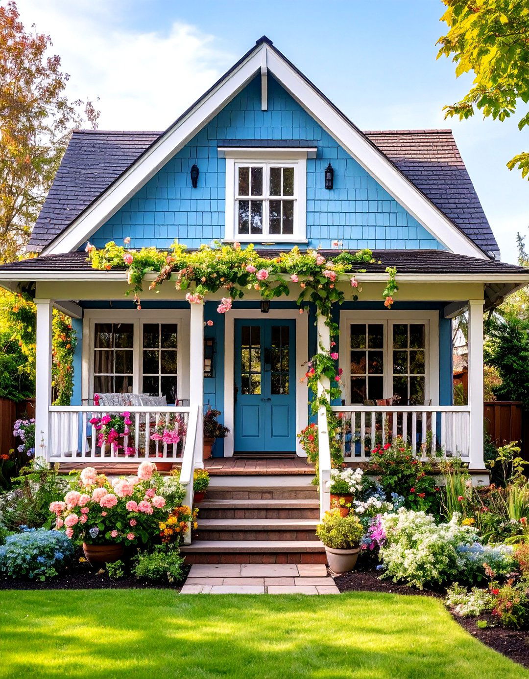 Cottage with French Doors and Balcony - 24 Cottagecore House Exterior Ideas