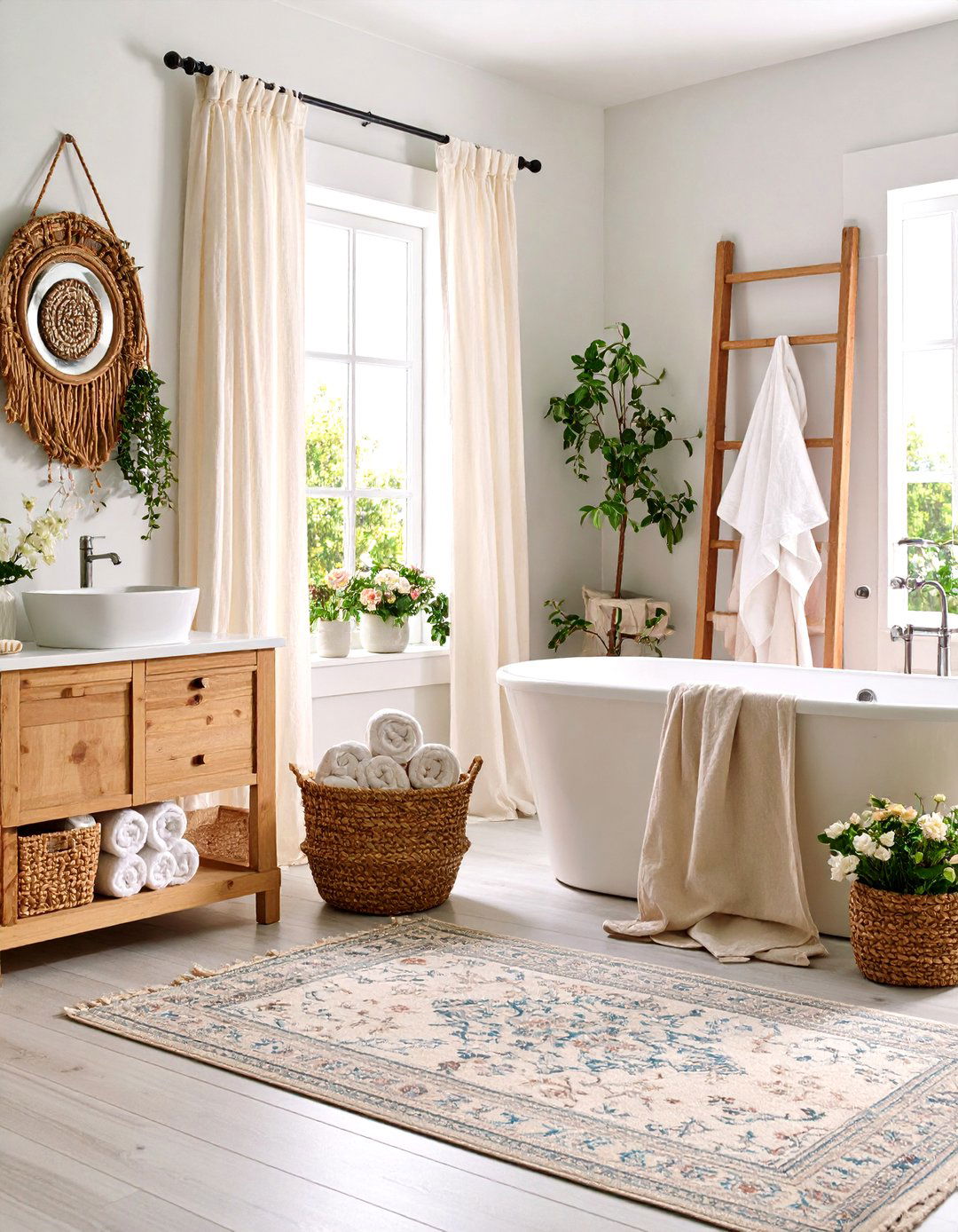 Cotton and Linen Textile Bathroom - 24 Country Bathroom Ideas