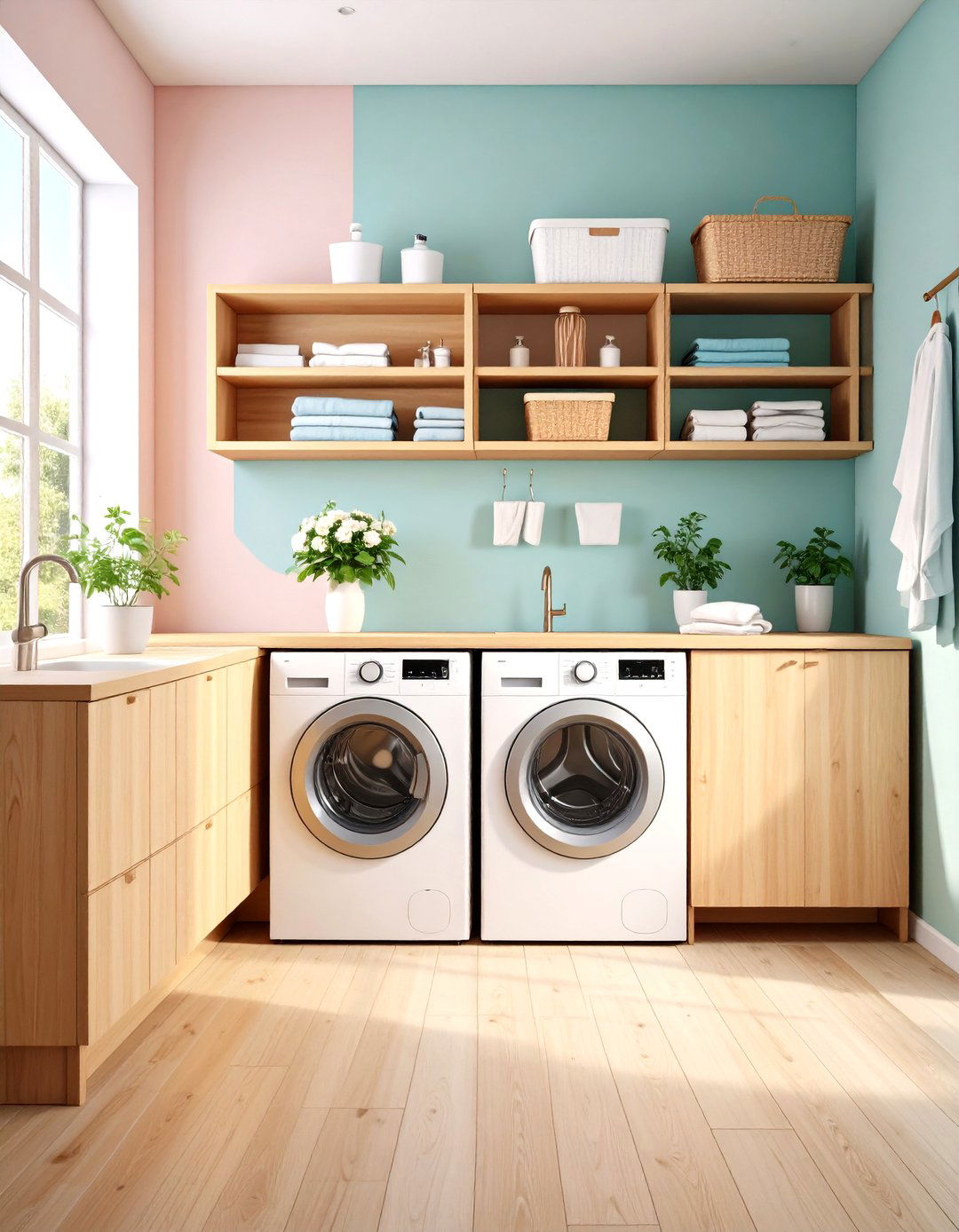 Countertop Shelf with Storage Below - 24 Laundry Room Shelf Ideas