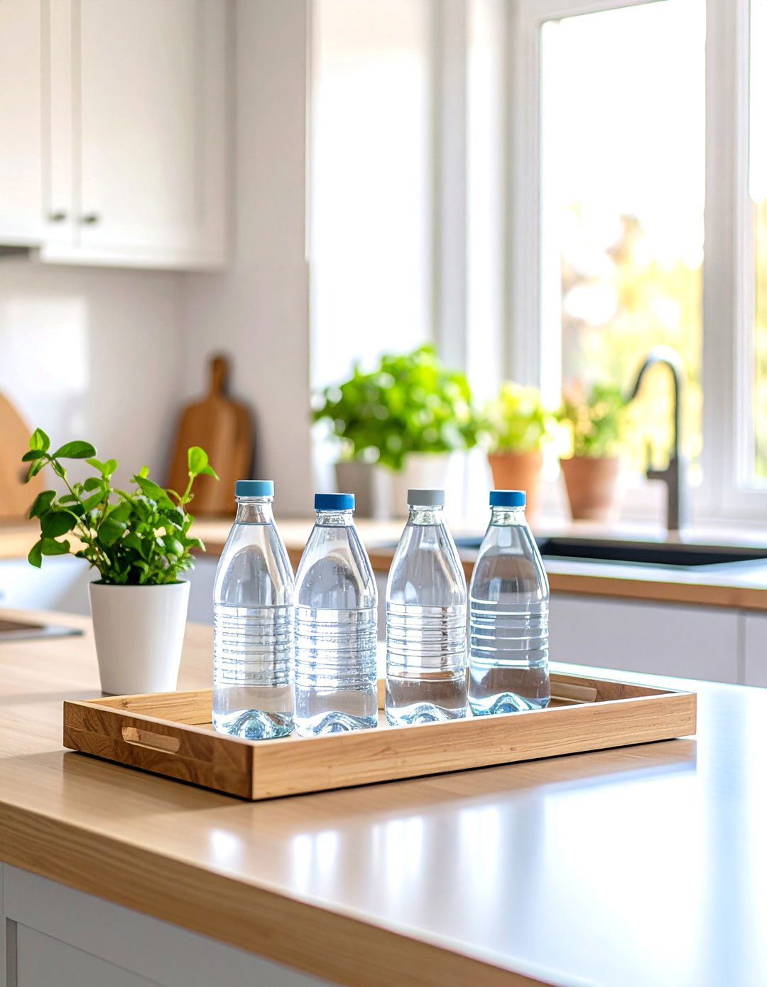 Countertop Tray Organization - 24 Water Bottle Storage Ideas