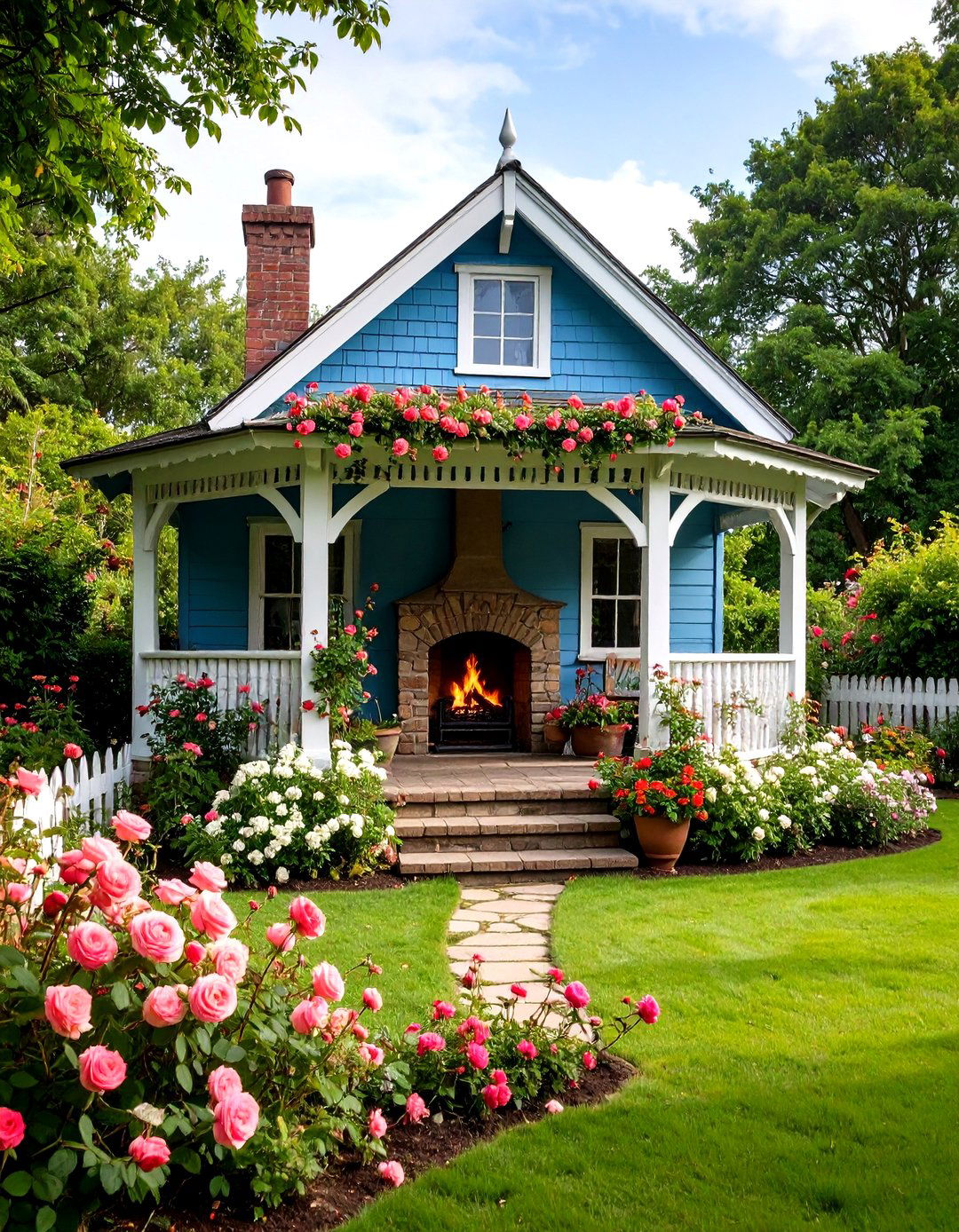 Country Cottage Gazebo With Cozy Hearth - 24 Gazebo With Fireplace