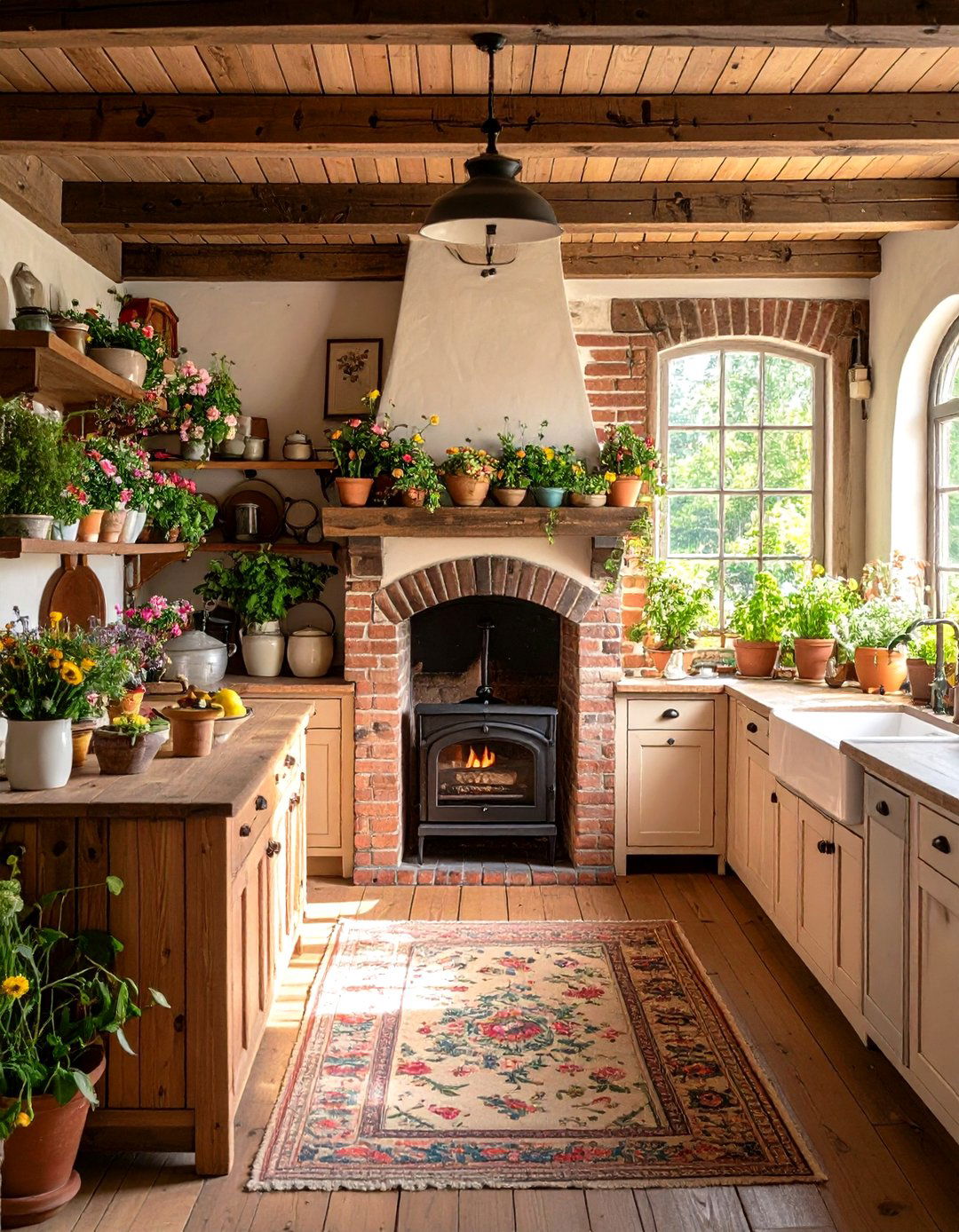 Country Cottage Kitchen Fireplace - 24 Kitchens With Fireplaces