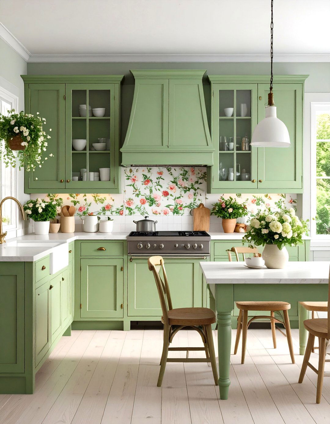 Country Cottage Kitchen with Floral Patterns - 24 Rustic Kitchen Ideas