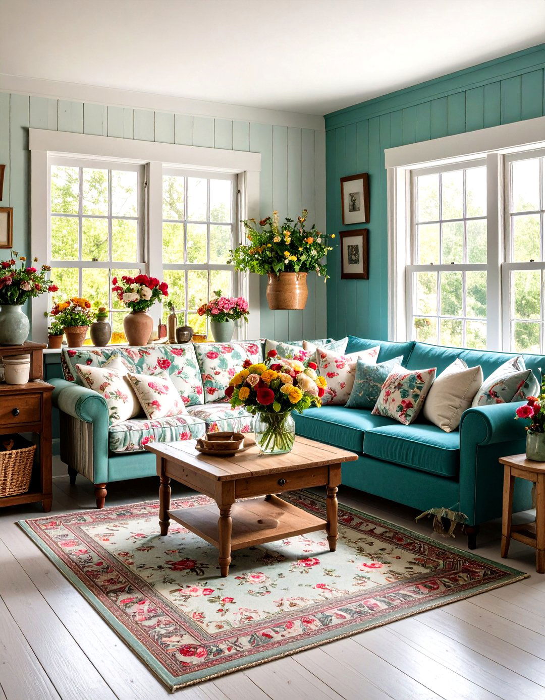 Country Cottage Snug with Floral Patterns - 24 Snug Room Ideas