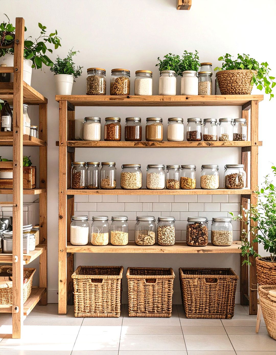 Country Kitchen Pantry with Open Shelving - 24 Farmhouse Decor Ideas