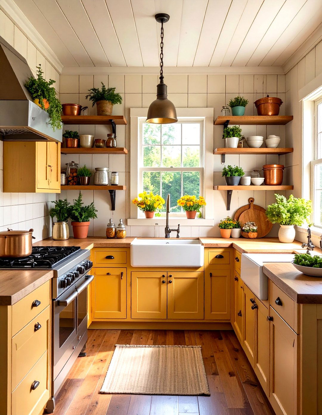 Country Kitchen with Cream colored Shiplap Backsplash Wall - 24 shiplap accent wall ideas