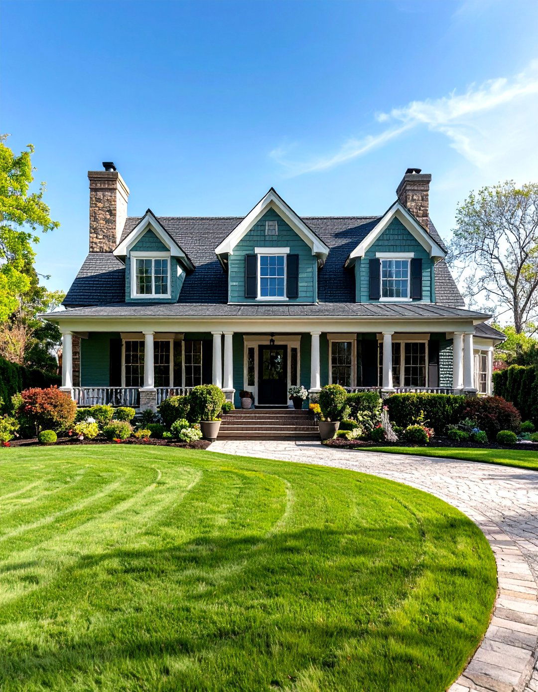 Country Manor Sage Green Estate - 24 Sage Green Painted Brick House Ideas