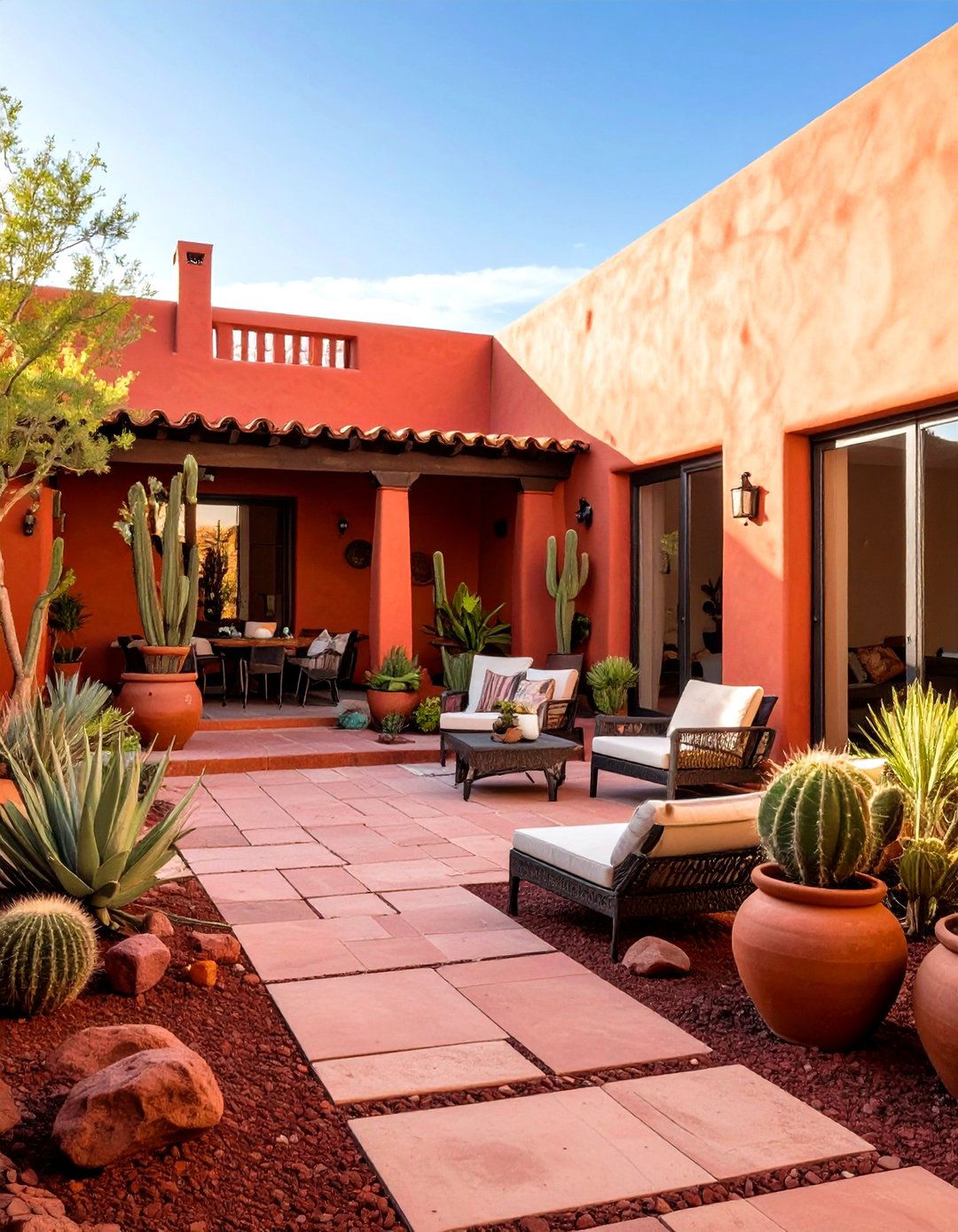 Courtyard Garden Design - 24 Red Lava Rock Landscaping Ideas