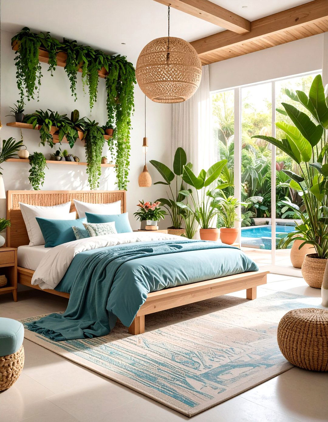 Courtyard Inspired Indoor Garden - 24 Moroccan Themed Bedroom Ideas