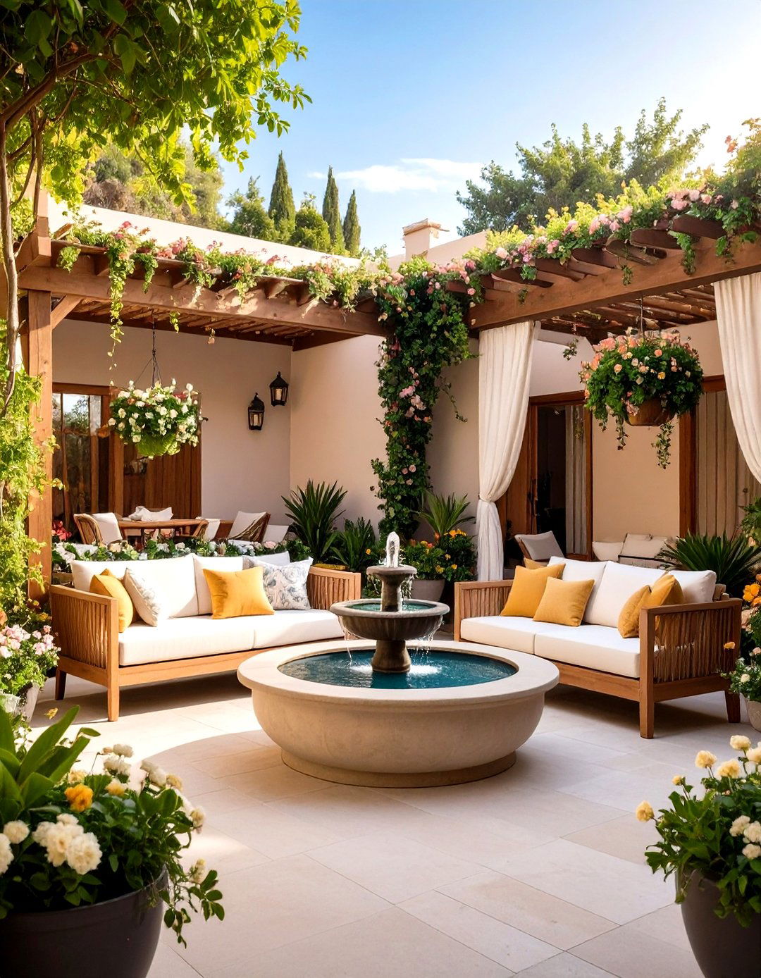 Courtyard Patio with Privacy Screens - 24 Small Patio Ideas