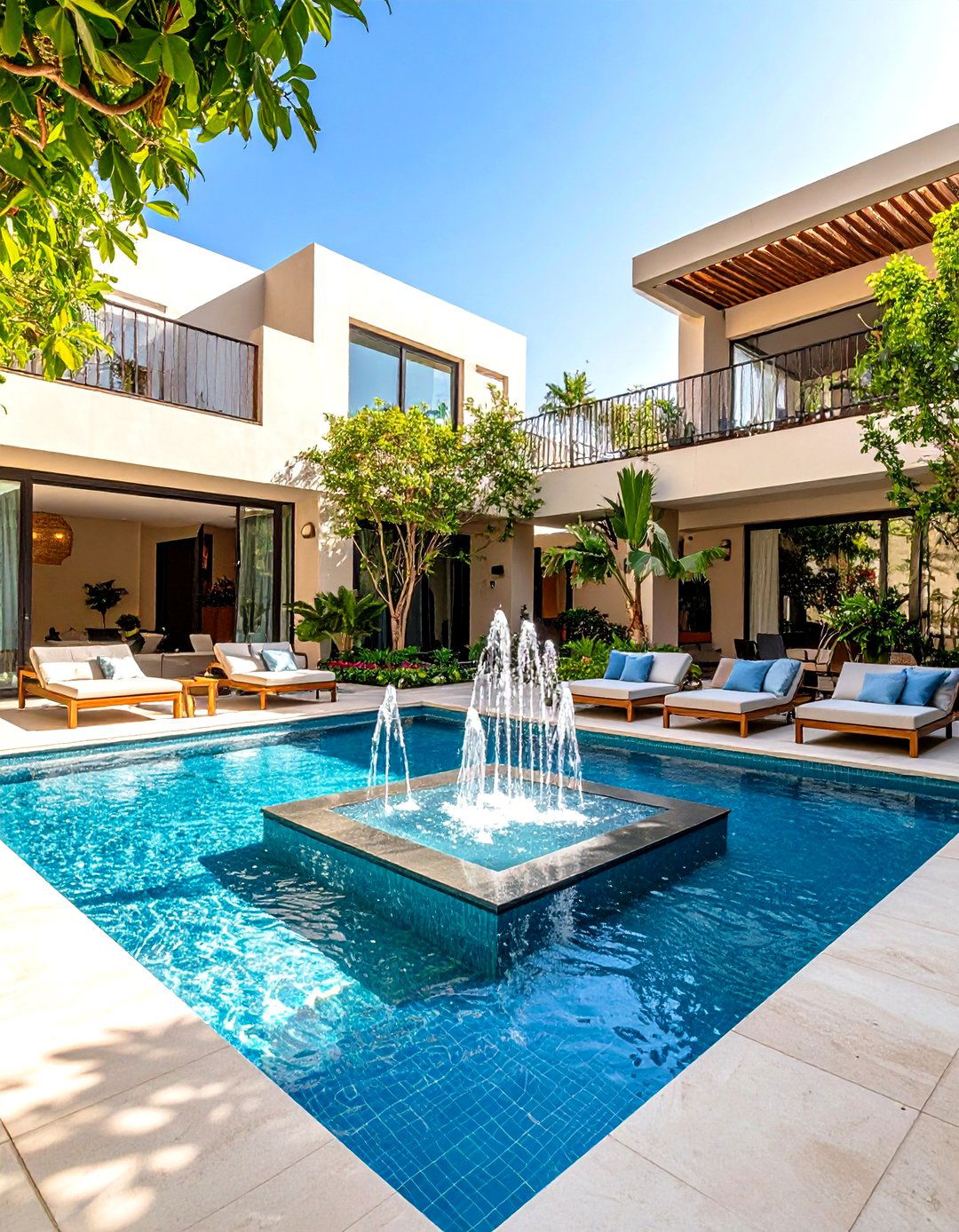 Courtyard Pool Fountain - 24 Water Feature Ideas