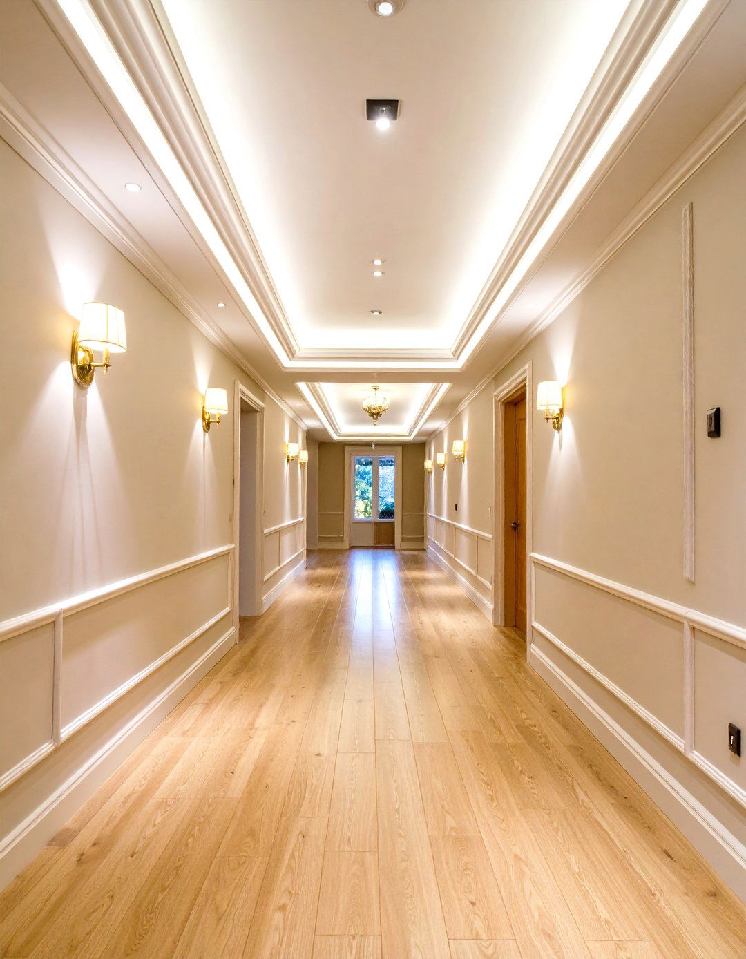 Cove Lighting with Architectural Trim - 24 Narrow Hallway Lighting Ideas