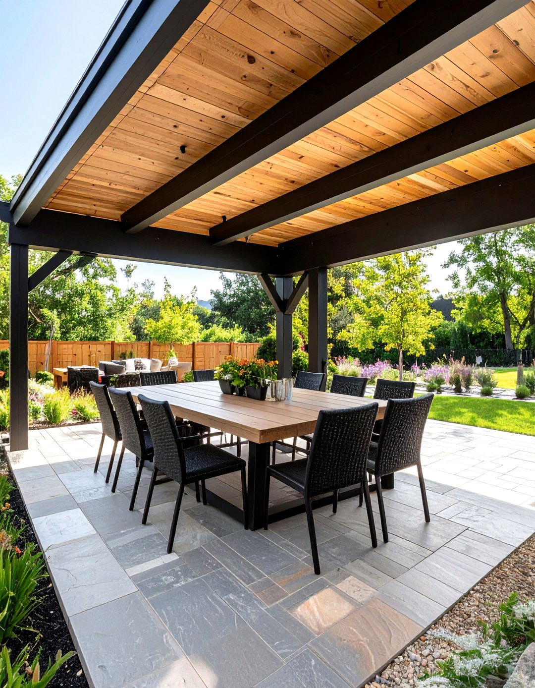 Covered Outdoor Dining Areas - 24 Black Modern Farmhouse Exterior Design Ideas