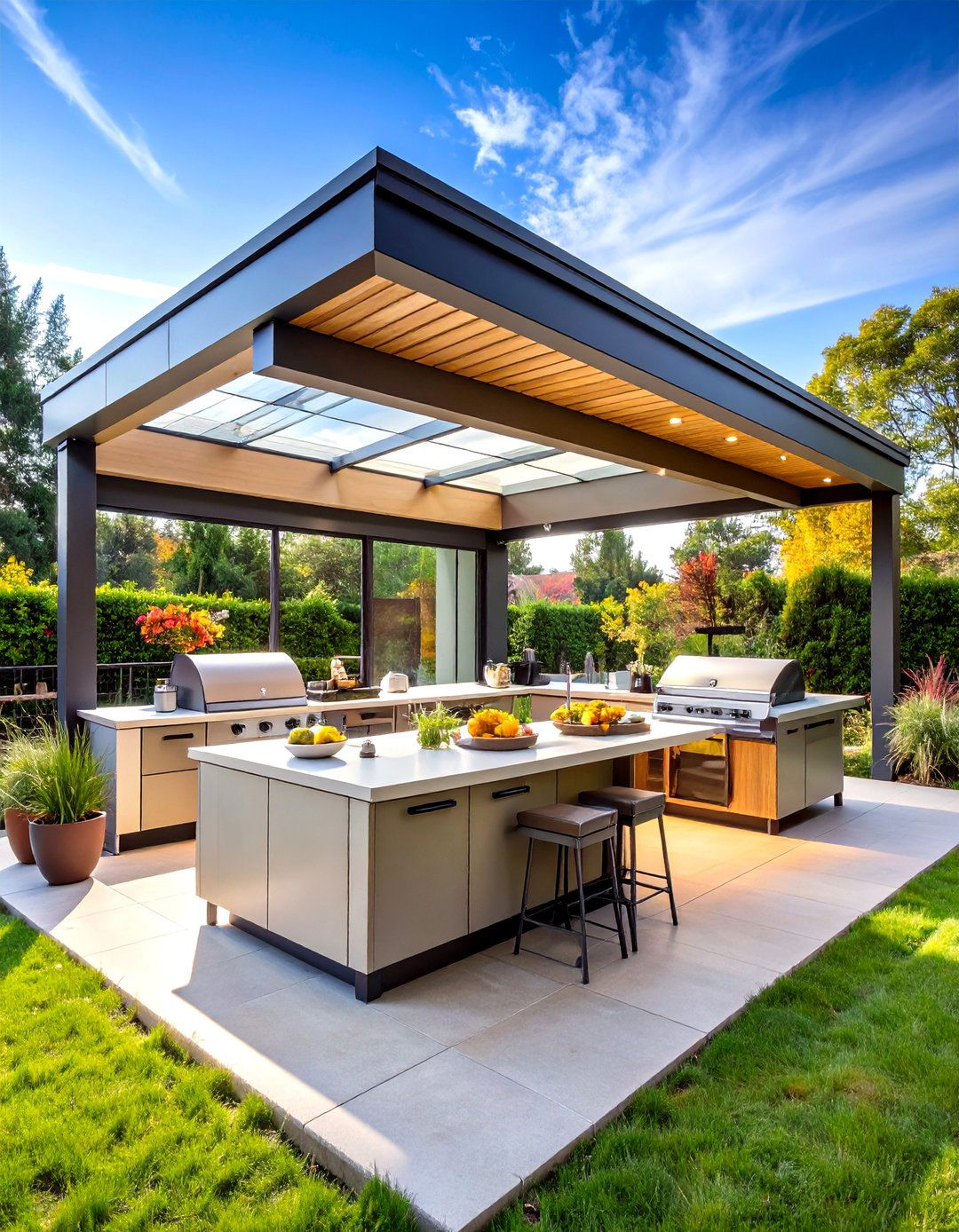 Covered Outdoor Kitchen with All Weather Protection - 24 Outdoor Kitchen Designs