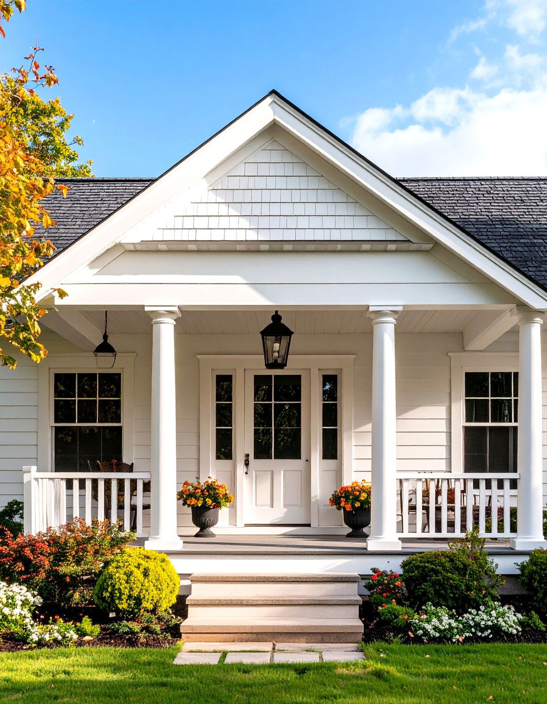 Covered Portico Entry - 24 Small Cape Cod Front Porch Ideas