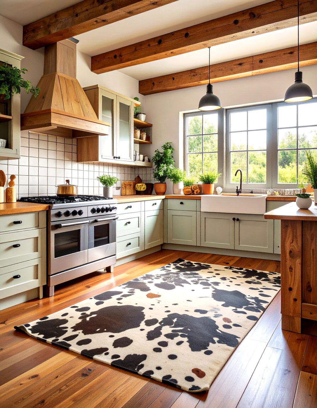 Cowhide Print Kitchen Runners - 24 Kitchen Rug Ideas