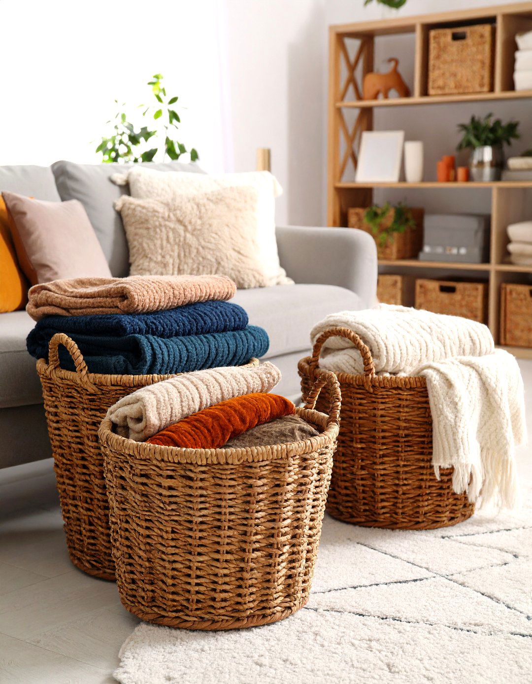 Cozy Blanket Display Station - 24 Friendsgiving Decor Ideas