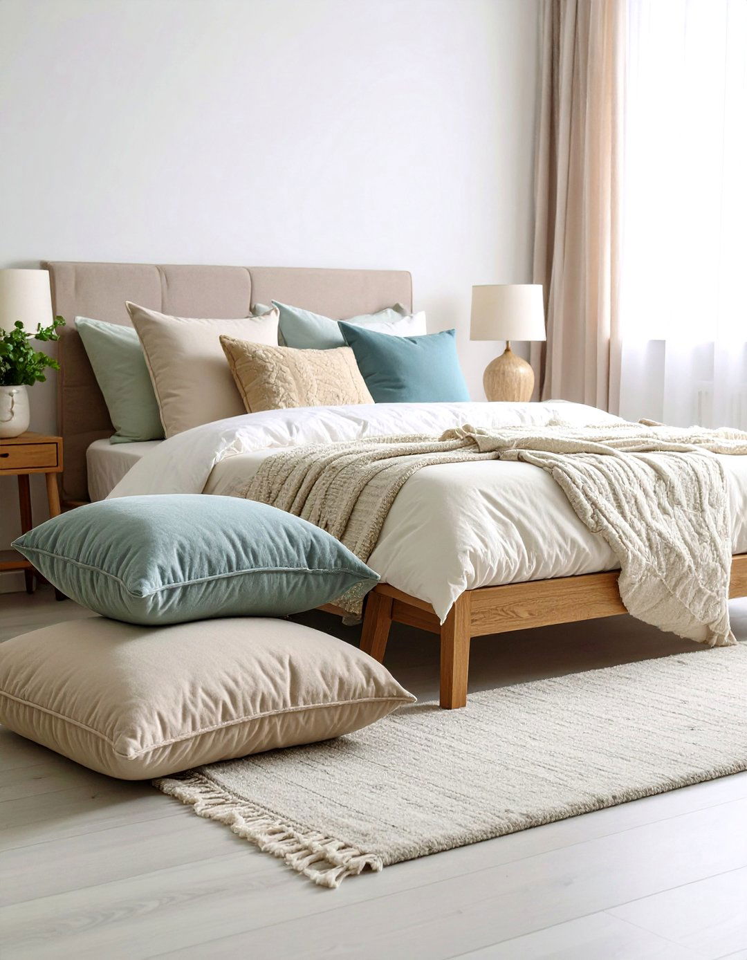 Cozy Corner with Floor Cushions and Low Table - 24 Bedroom Seating Area Ideas