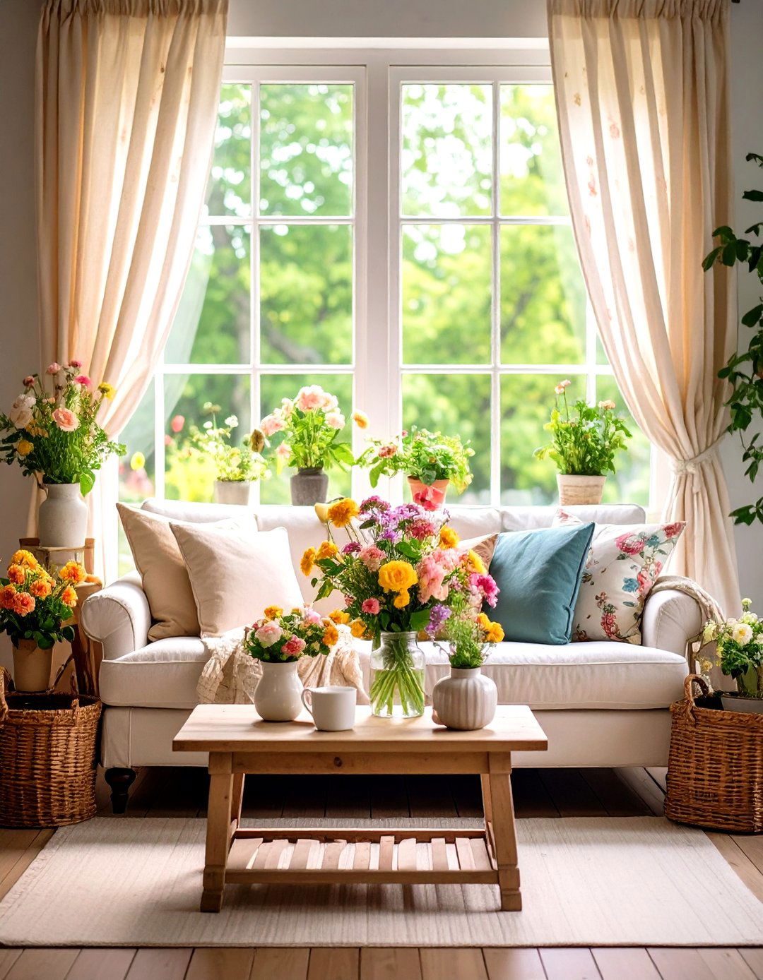 Cozy Cottage Floral Patterns - 24 Small Rustic Living Room Ideas