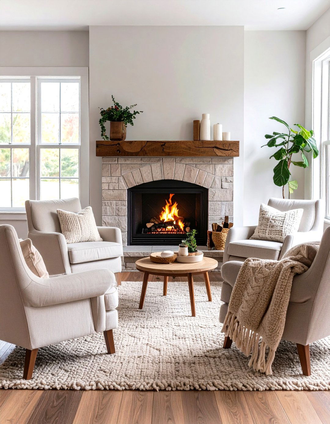 Cozy Fireside Seating Area - 24 Housewarming Decoration Ideas