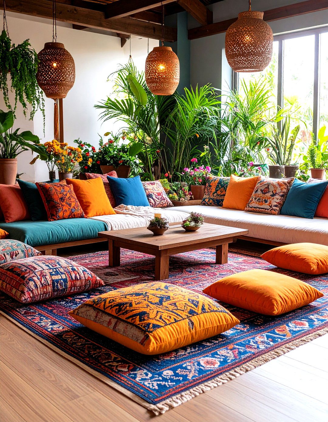Cozy Floor Seating Lounge - 24 Bohemian Interior Design Ideas