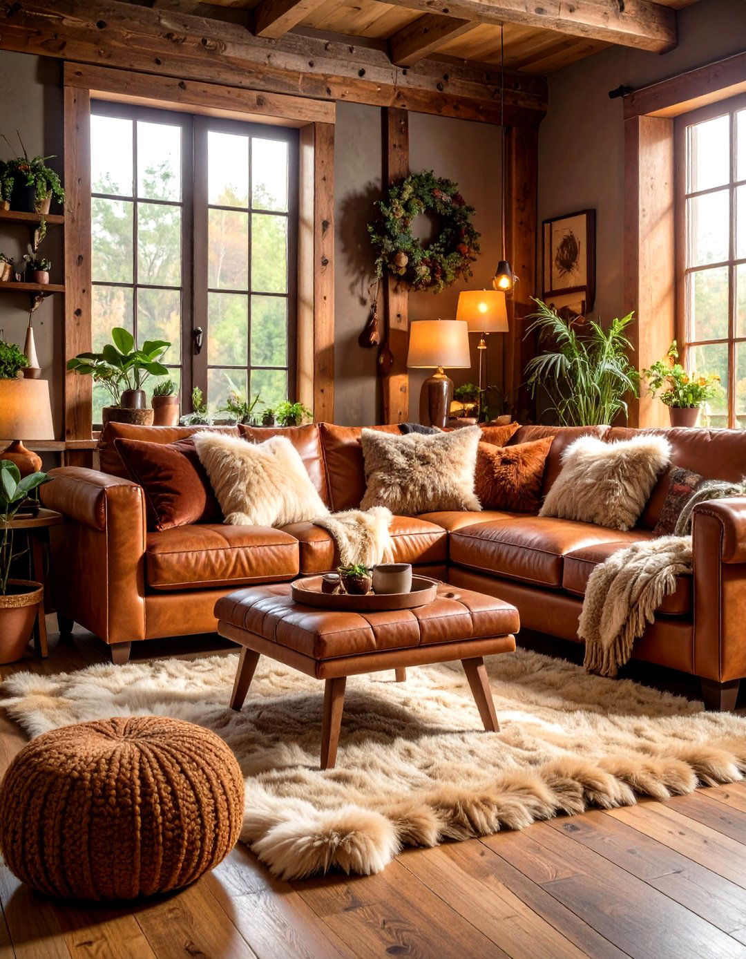Cozy Layered Textures Living Room - 24 Fall Living Room Ideas