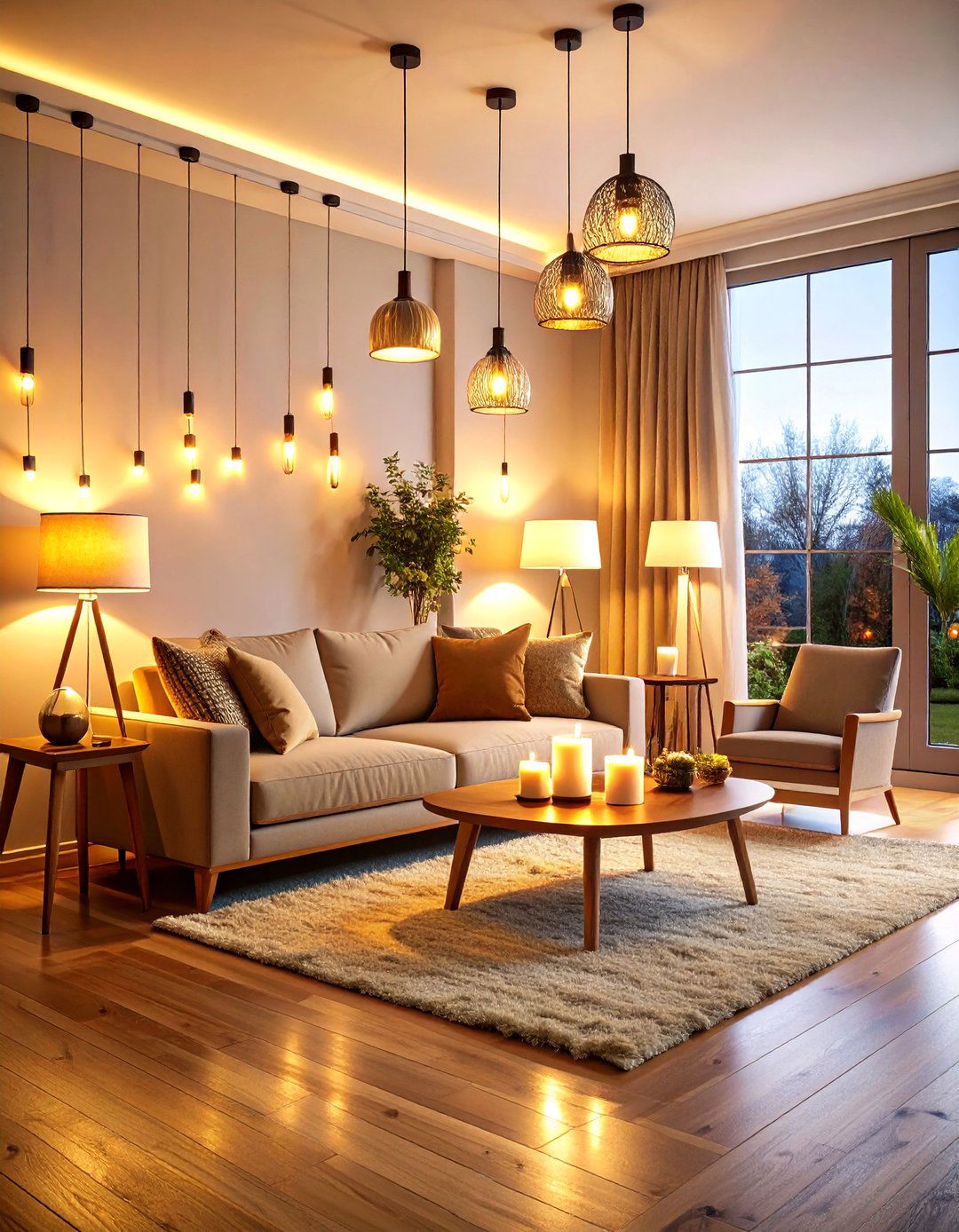 Cozy Living Room Lighting with Layered Illumination - 24 Simple Living Room Ideas