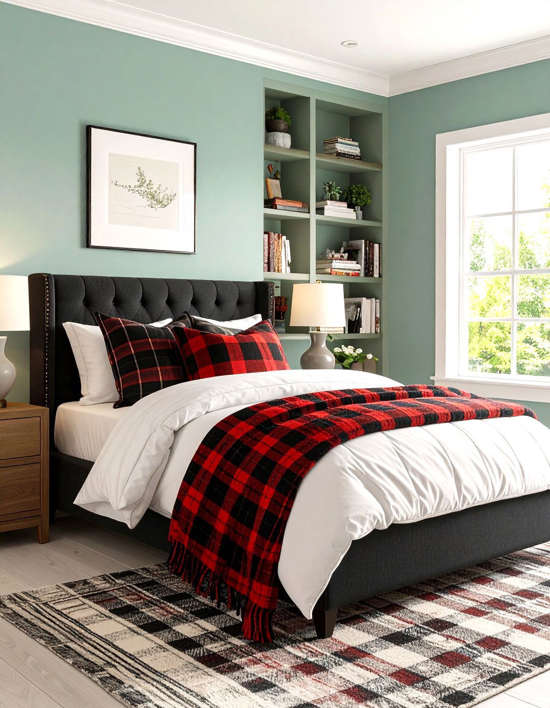 Cozy Plaid Reading Nook Bedroom - 24 Fall Bedroom Decor Ideas