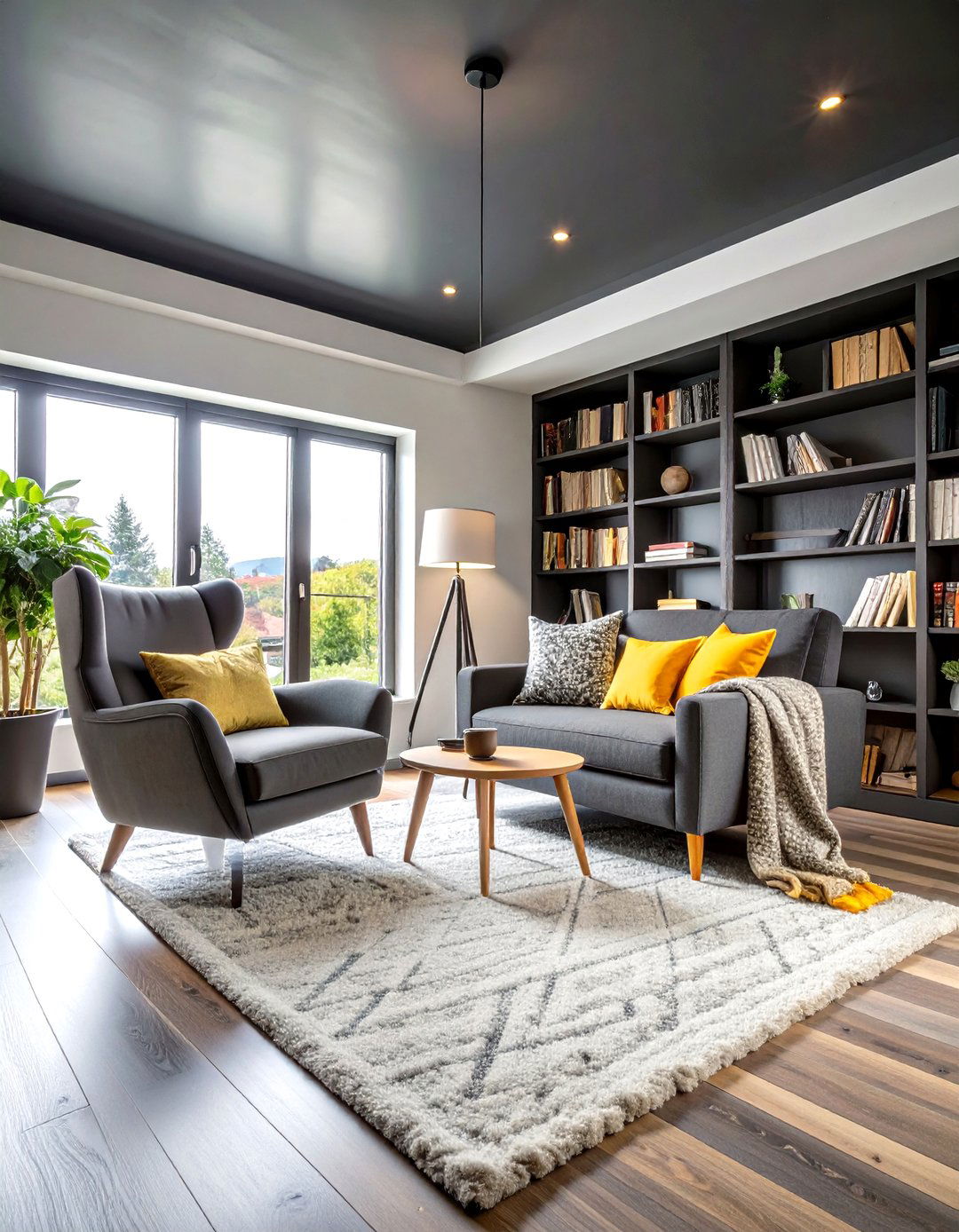 Cozy Reading Nook Design - 24 Black Ceiling With Grey Walls