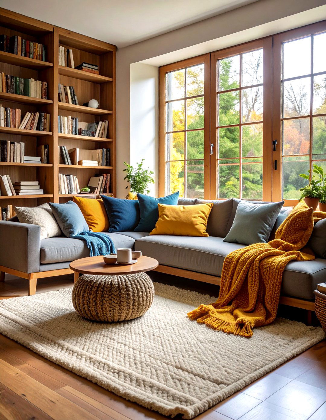 Cozy Reading Nook Living Room with Built In Seating - 24 Modern Living Room Ideas