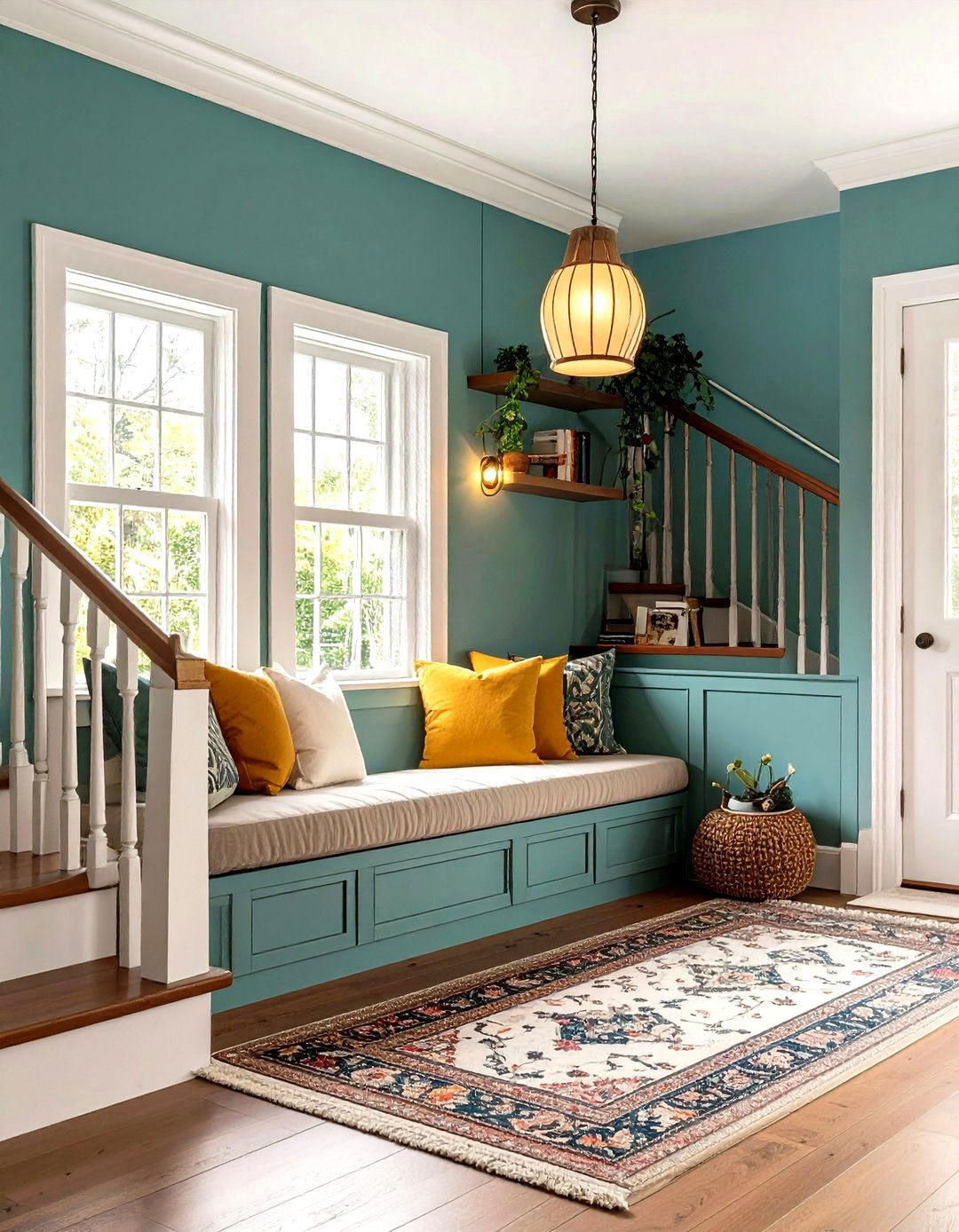 Cozy Reading Nook Under Stairs - 24 Townhouse Interior Design Ideas