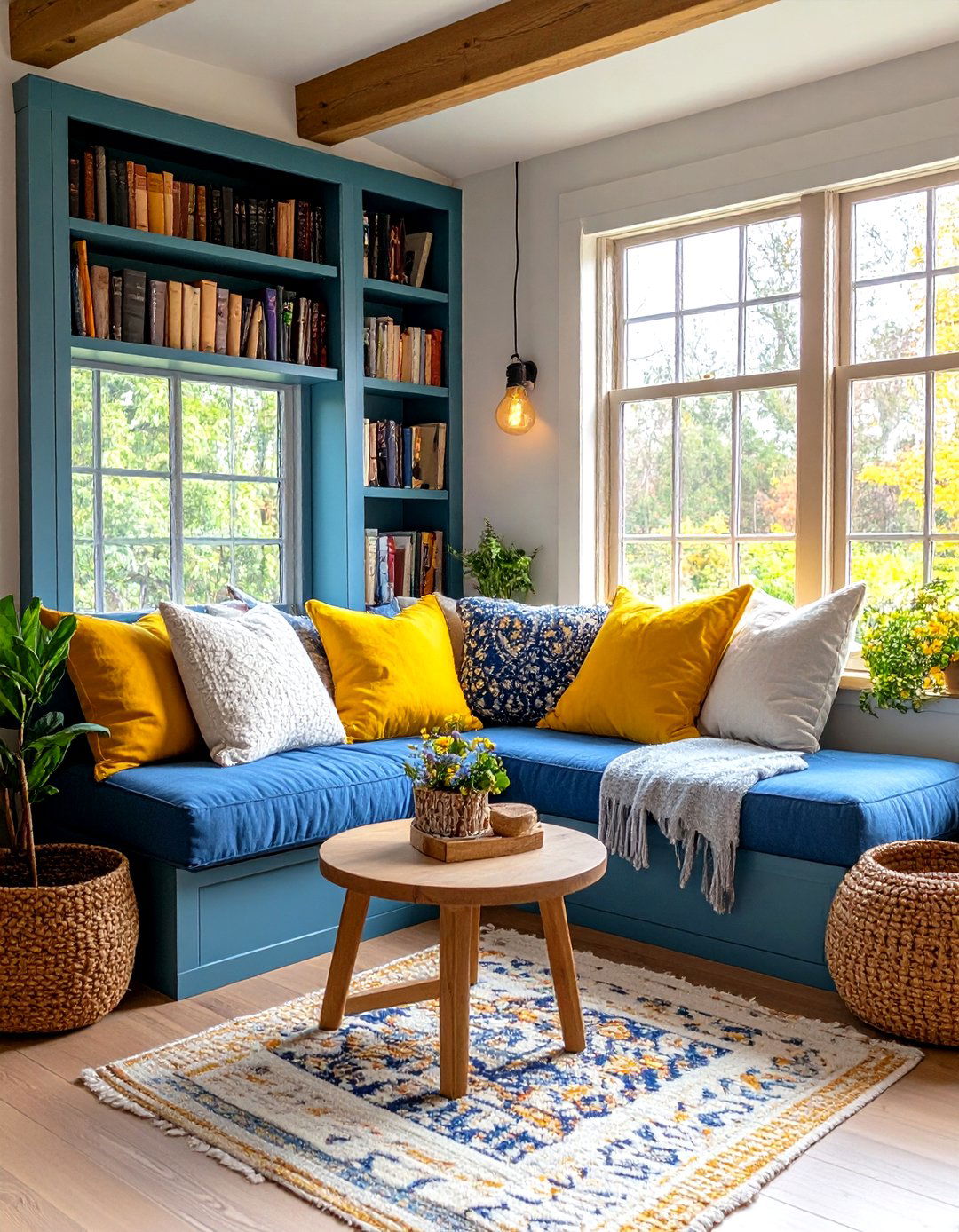 Cozy Reading Nook with Built In Seating - 24 Rustic Tiny House Ideas