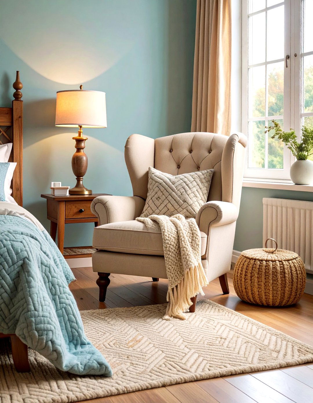 Cozy Wingback Reading Nook - 24 Bedroom Chair Ideas