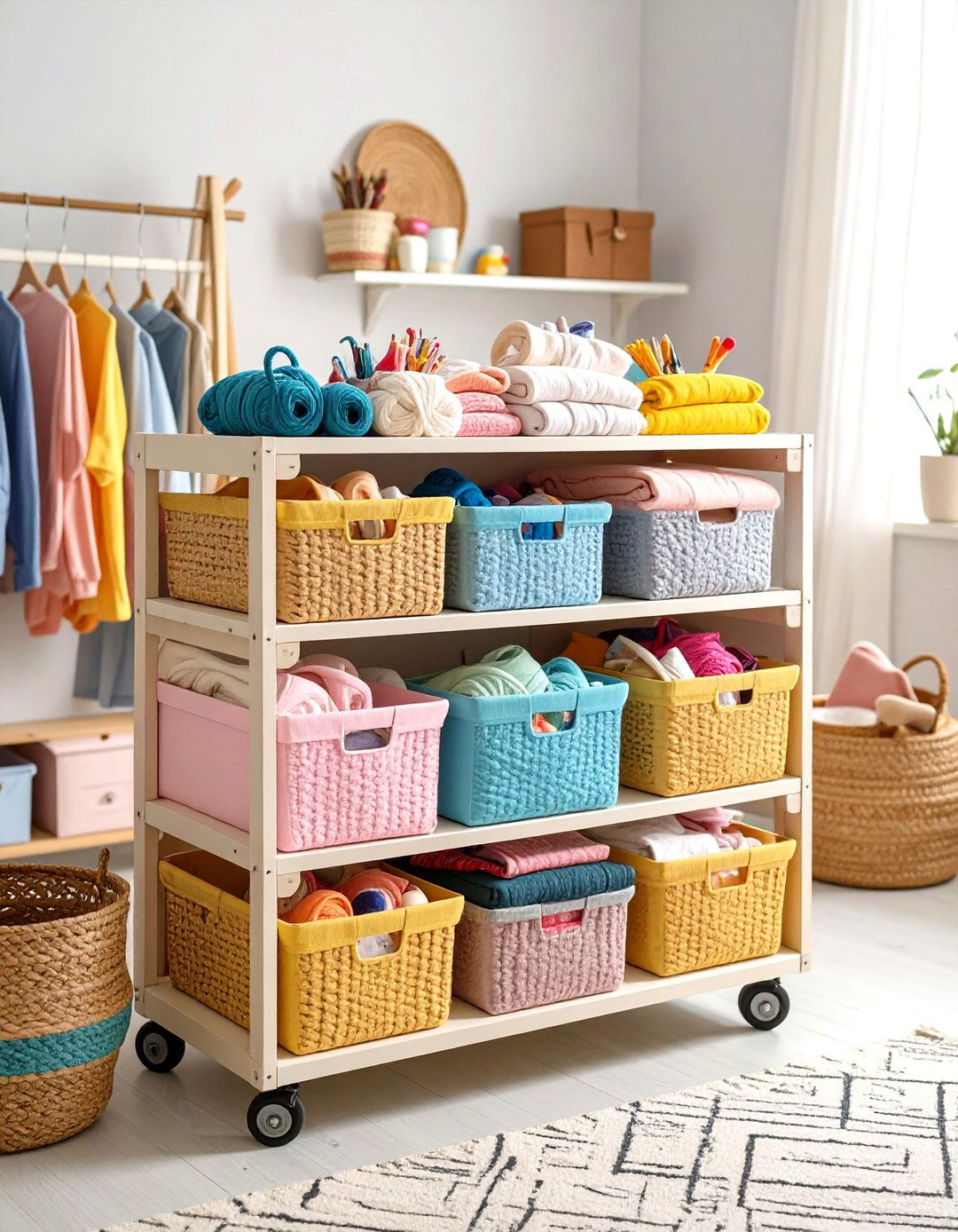 Craft Room Mobile Supply Station - 24 Milk Crate Storage Ideas