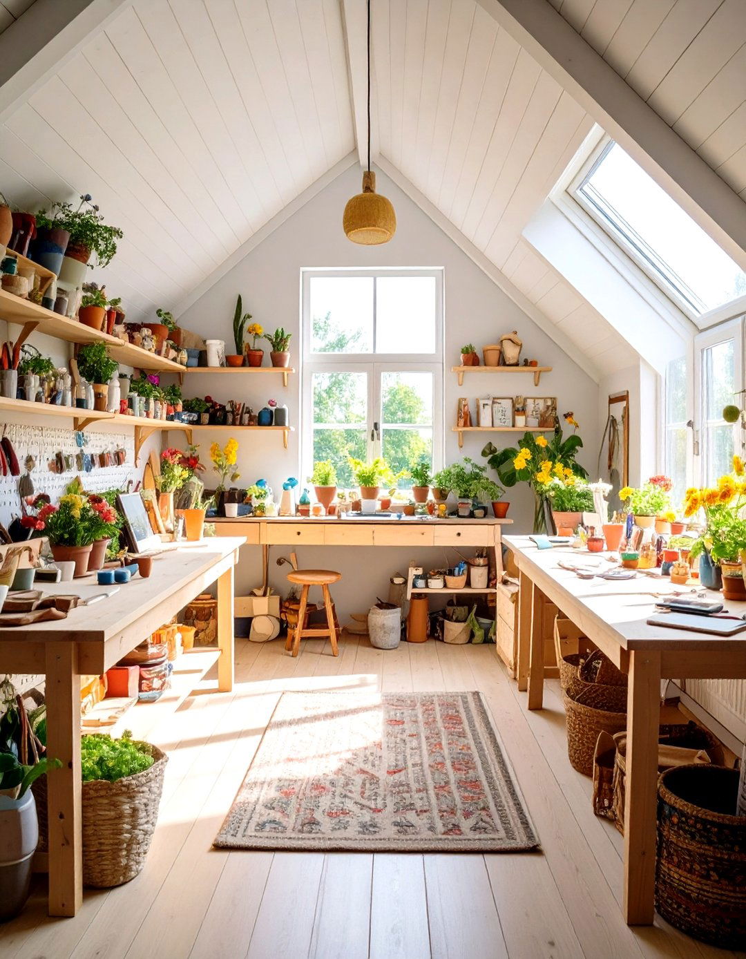 Craft Room with Organization Systems - 24 Low Ceiling Small Attic Room Ideas