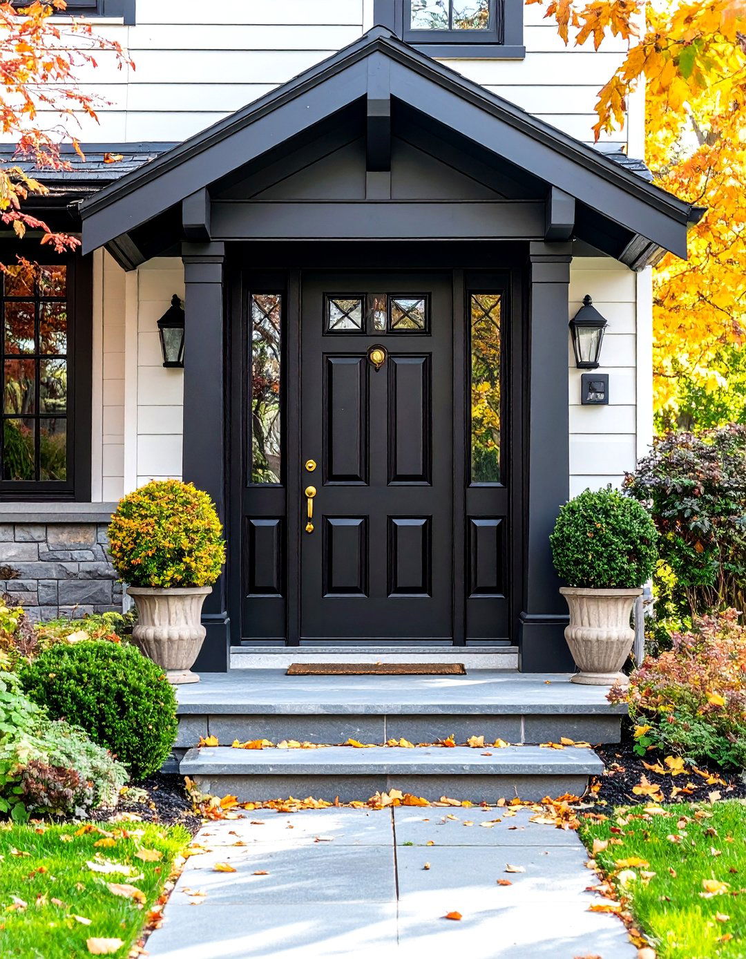 Craftsman Black Front Door with Mission Hardware - 24 Black Front Door Ideas