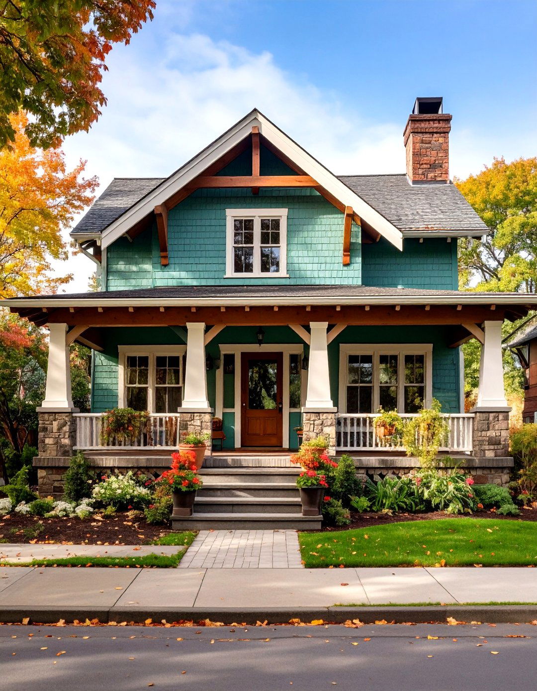 Craftsman Bungalow Sage Green Style - 24 Sage Green Painted Brick House Ideas