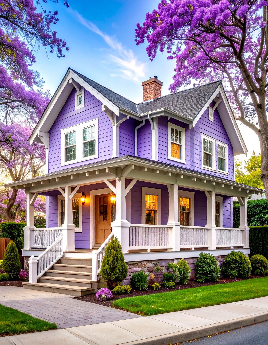 Craftsman Cottage Lavender Exterior - 24 Purple House Exterior Ideas