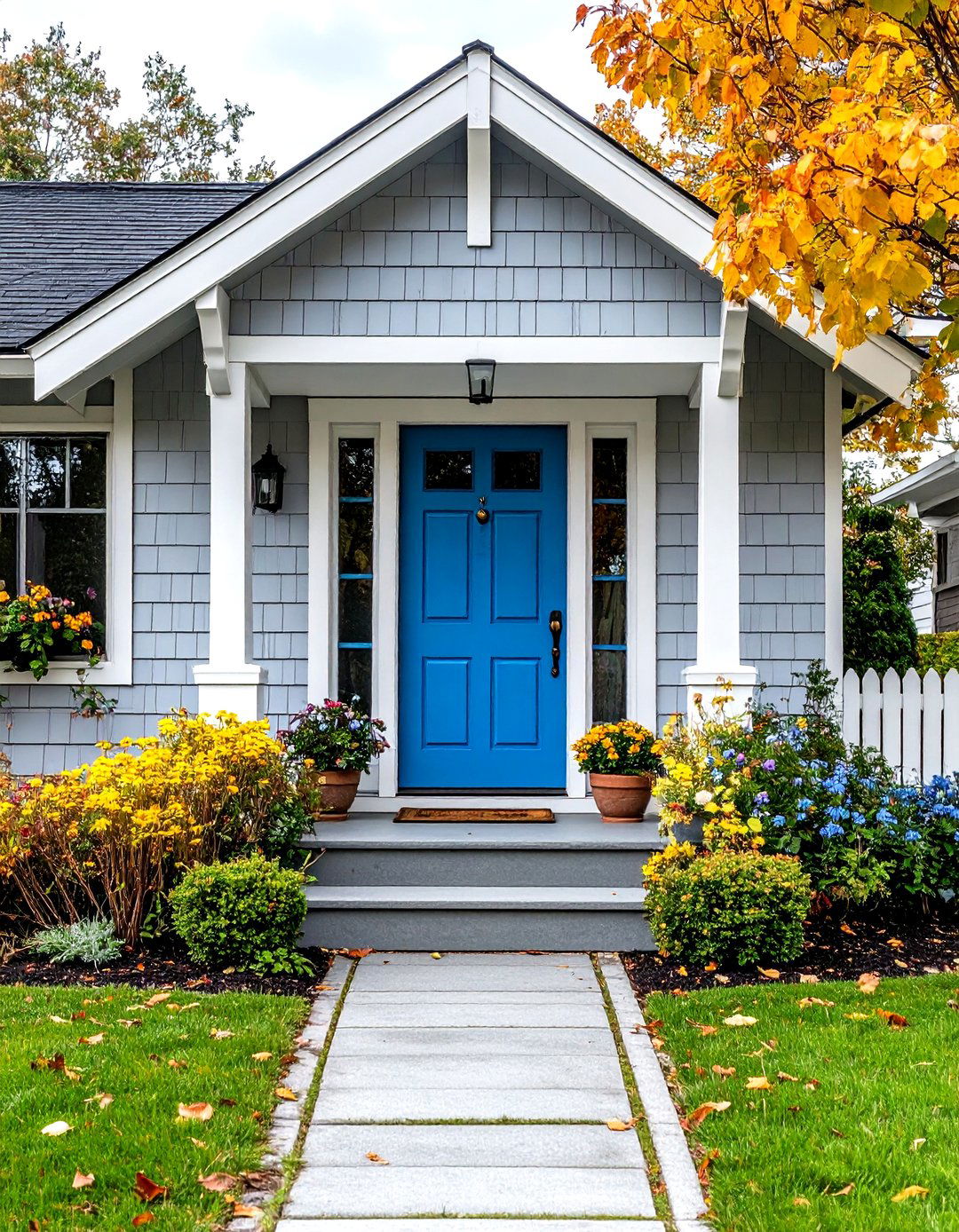 Craftsman Grey with Steel Blue Authenticity - 24 Grey House With Blue Door Ideas