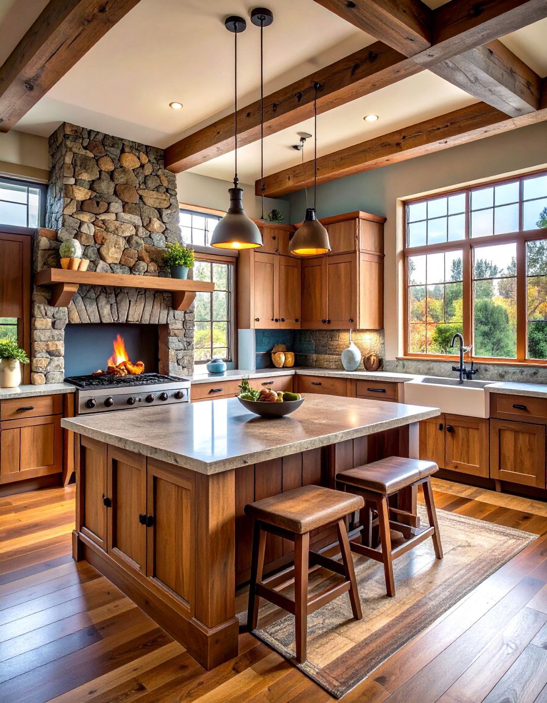 Craftsman Kitchen Fireplace - 24 Kitchens With Fireplaces