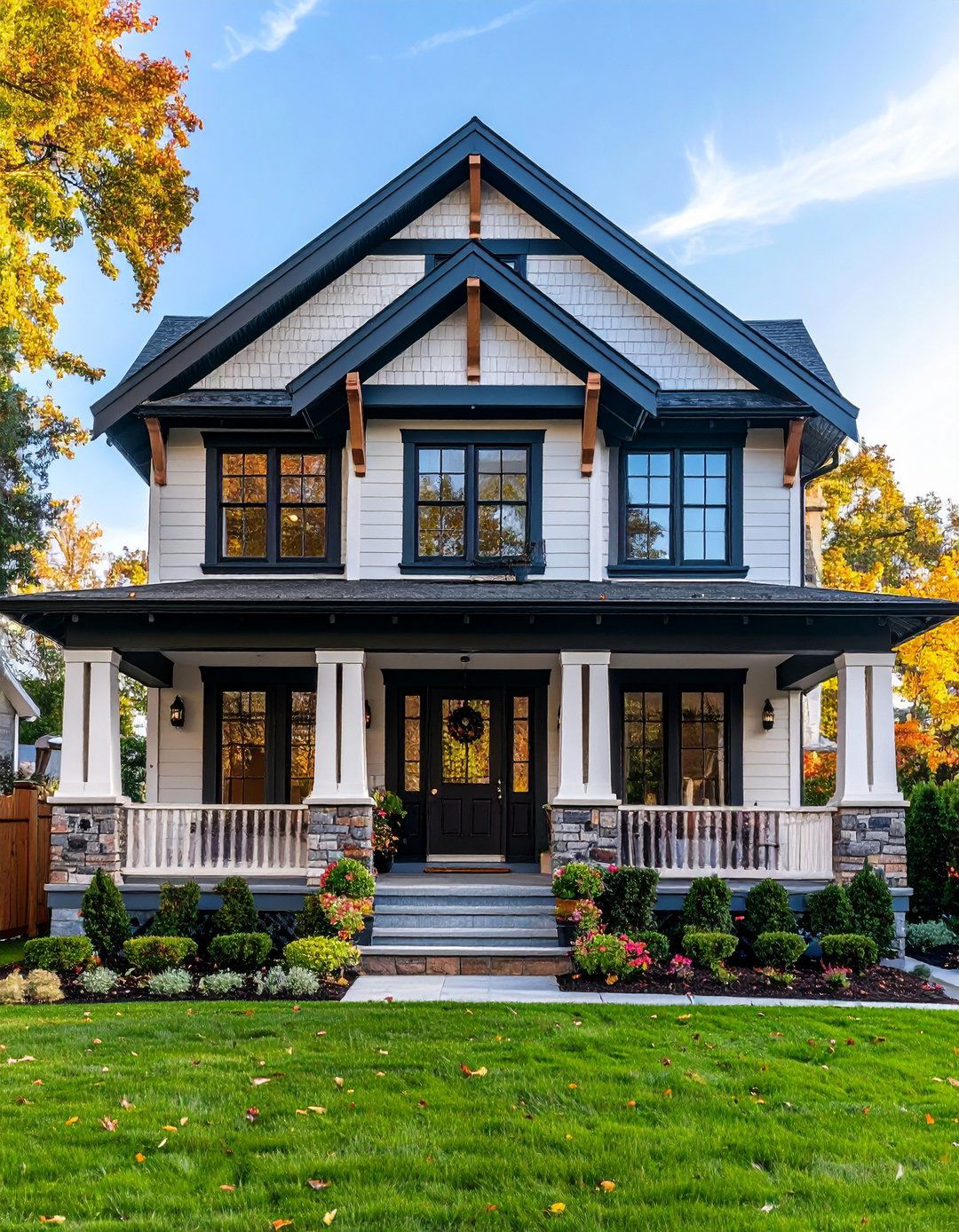 Craftsman Style Black Accents - 24 Red Brick House with Black Trim Design Ideas