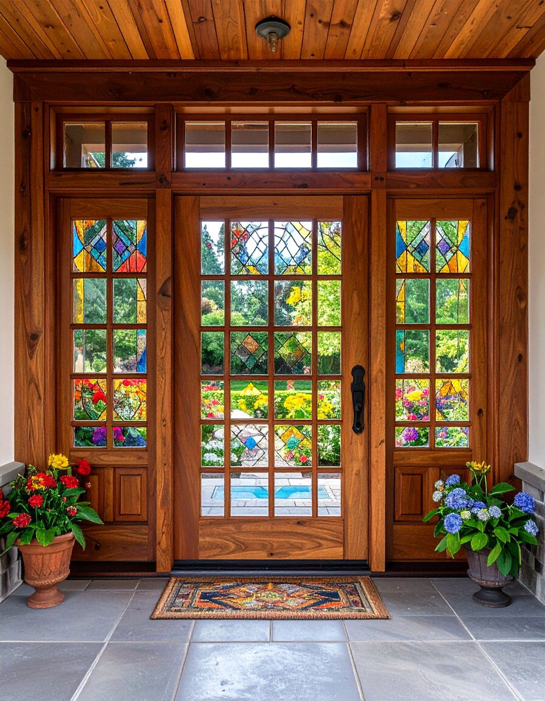 Craftsman Style Etched Glass Panels - 24 Glass Front Doors Ideas