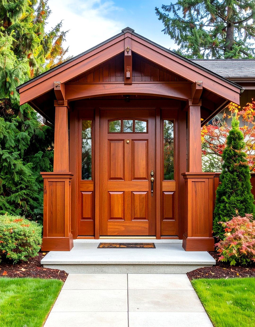 Craftsman Style Mahogany Brown Doors - 24 Brown Front Door Ideas