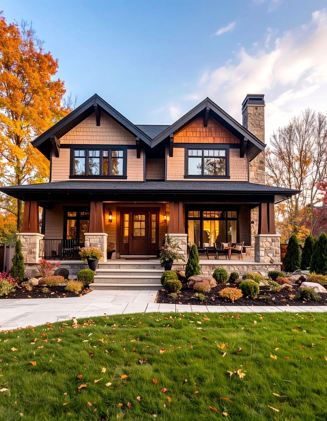 Craftsman Style Mixed Materials - 24 beige and black house exterior ideas