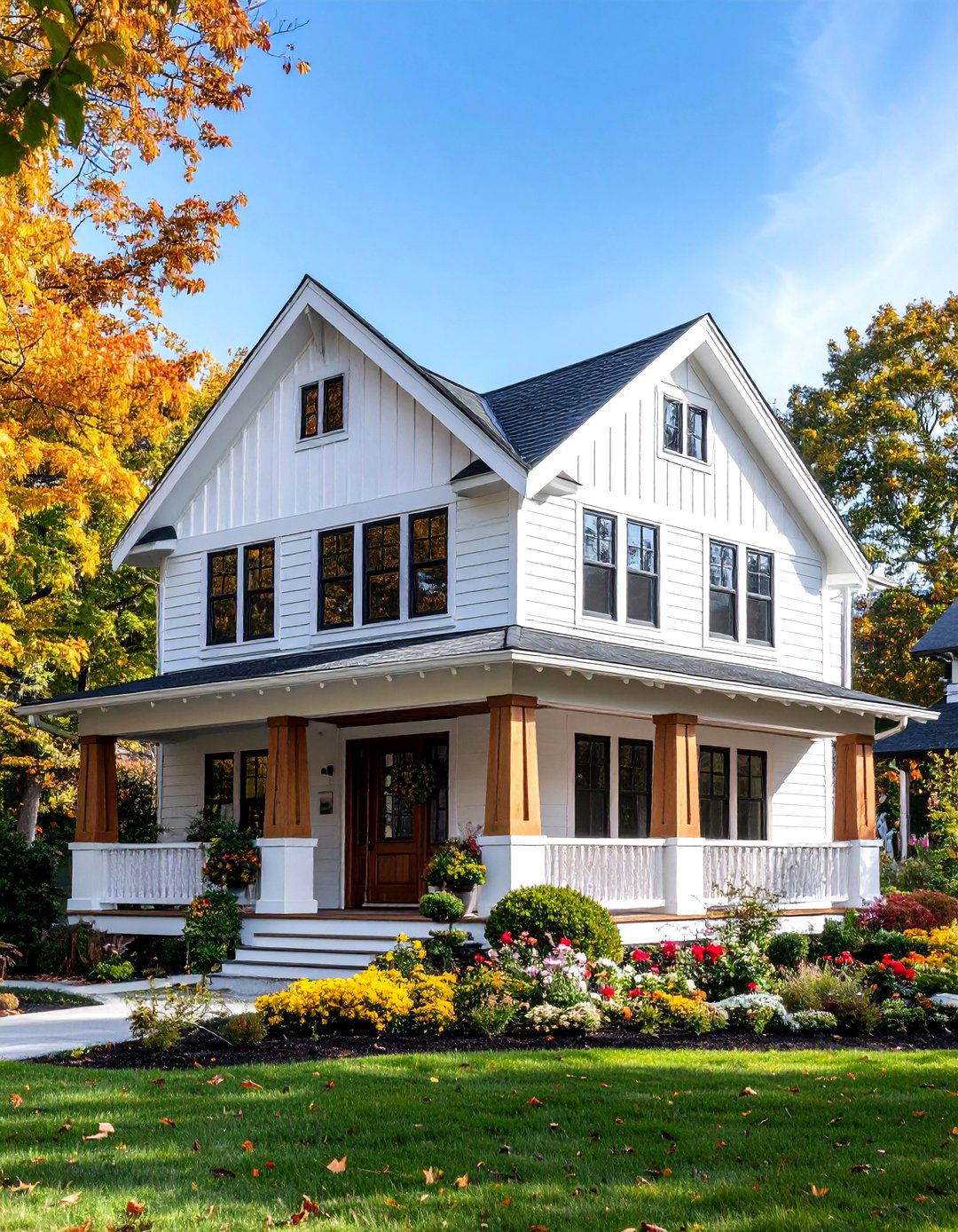 Craftsman Style White with Natural Wood Details - 24 White Home Exterior Ideas
